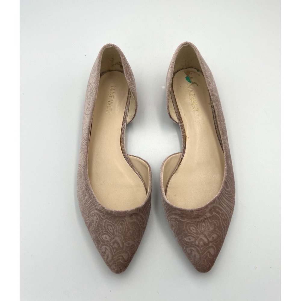 Nine West Observe Velvet Paisley D'Orsay Flats 8M Blush Pink Career Wedding